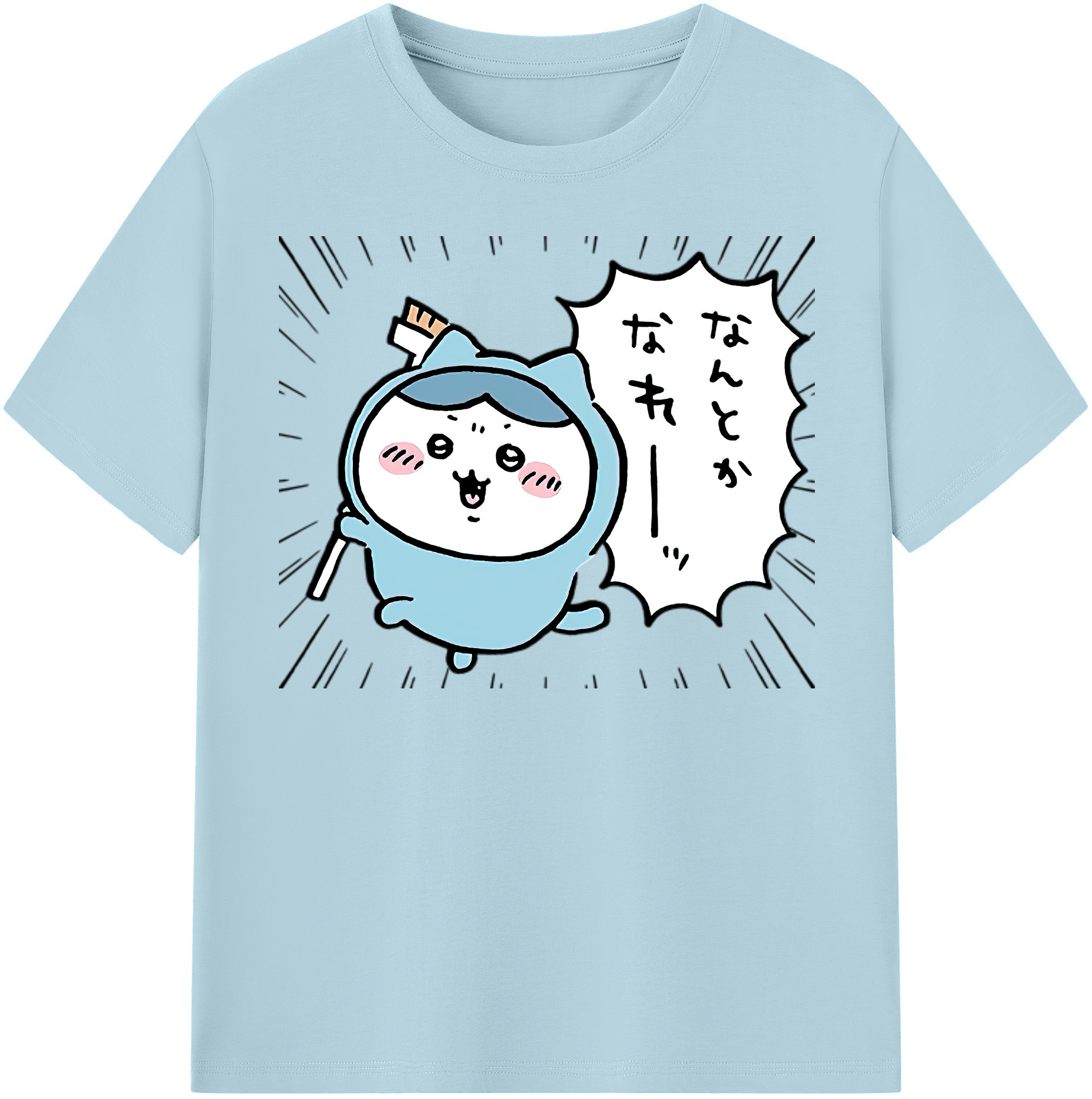（画像用） ちいかわ ハチワレ Chii-kawa hachiware 綿100％半袖Tシャツ（フロントプリント）